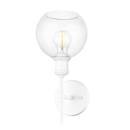 Axel WHT 1 Light Wall Sconce in Matte White with Clear Glass Globe Shades Shade - - Golden Lighting