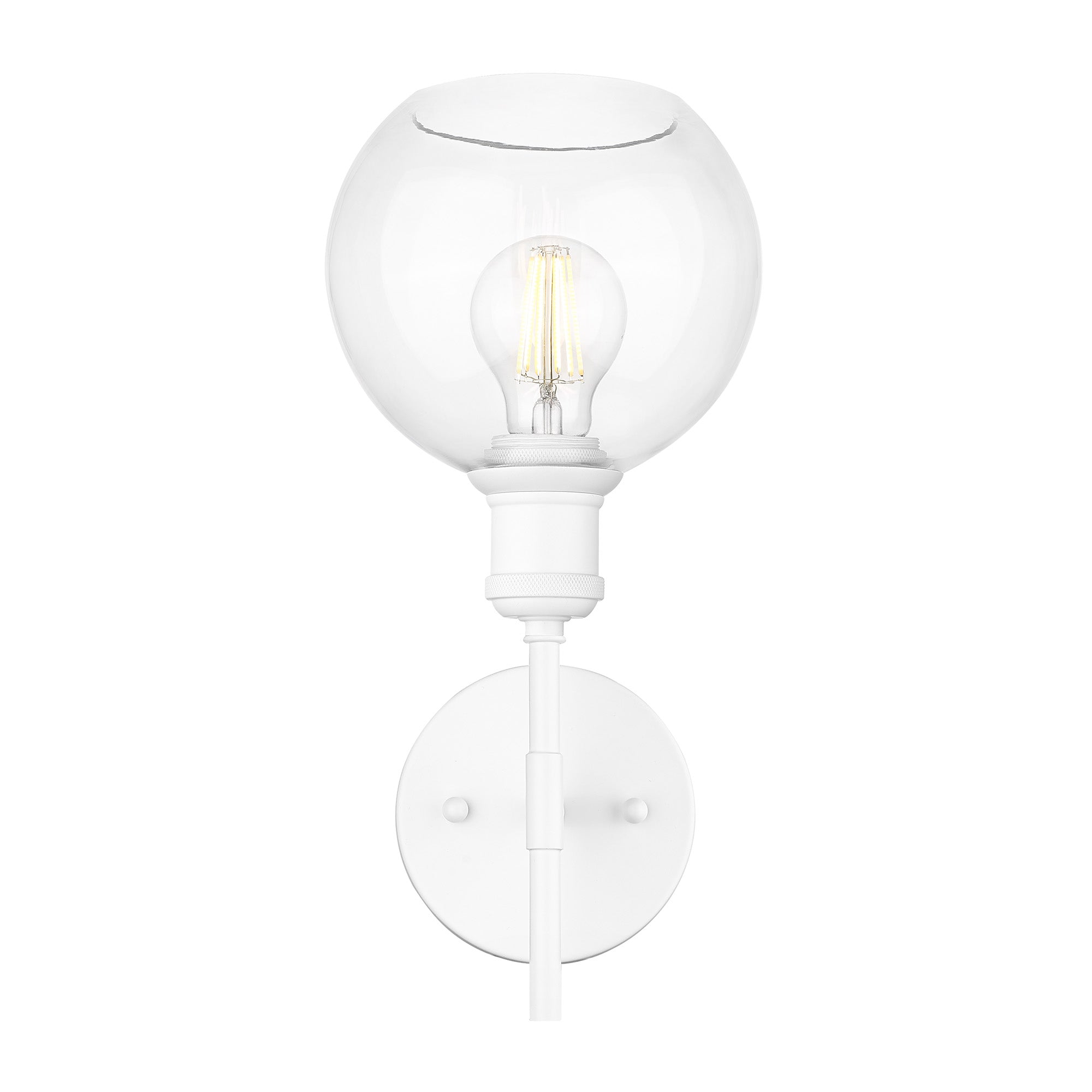 Axel WHT 1 Light Wall Sconce in Matte White with Clear Glass Globe Shades Shade - Matte White / Clear Glass Globe Shades / Clear - Golden Lighting