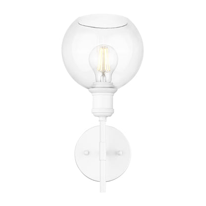 Axel WHT 1 Light Wall Sconce in Matte White with Clear Glass Globe Shades Shade - Matte White / Clear Glass Globe Shades / Clear - Golden Lighting