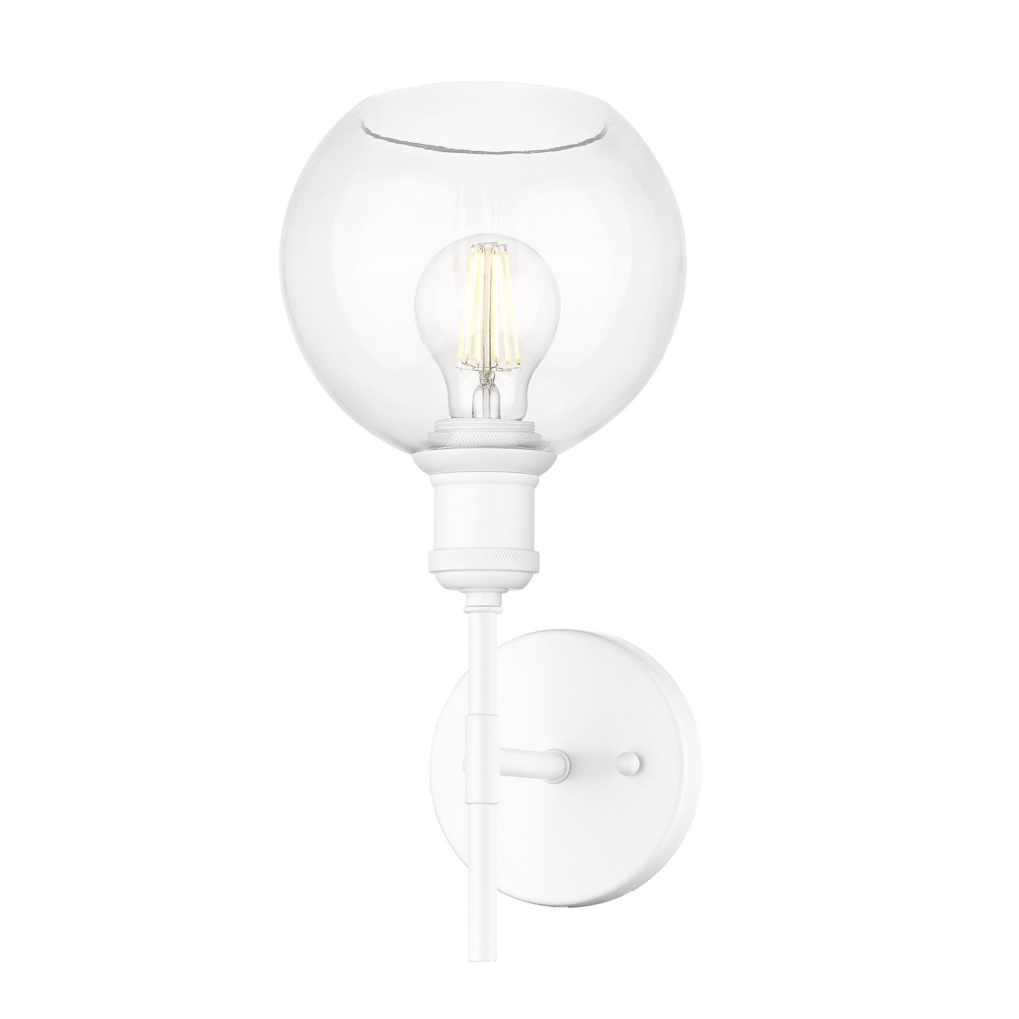 Axel WHT 1 Light Wall Sconce in Matte White with Clear Glass Globe Shades Shade - - Golden Lighting