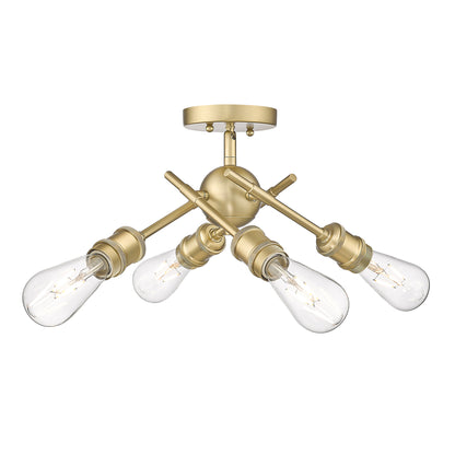 Axel 4-light Semi-Flush Mount in Brushed Champagne Brass