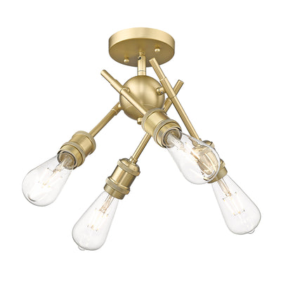 Axel 4-light Semi-Flush Mount in Brushed Champagne Brass, alternate view - Golden Lighting