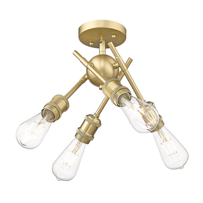 Axel 4-light Semi-Flush Mount in Brushed Champagne Brass