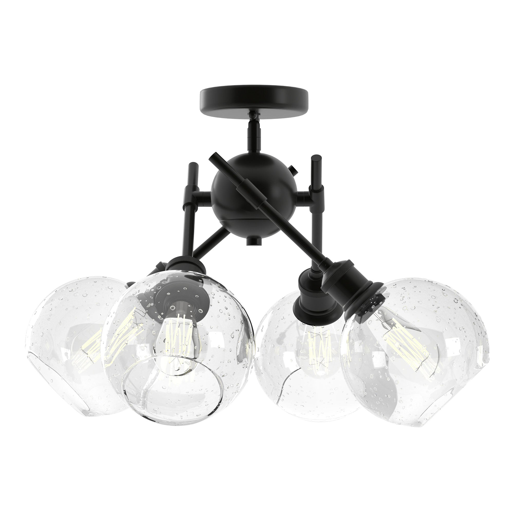 Axel 4-light Semi-Flush Mount in Matte Black and Globe Seeded Glass