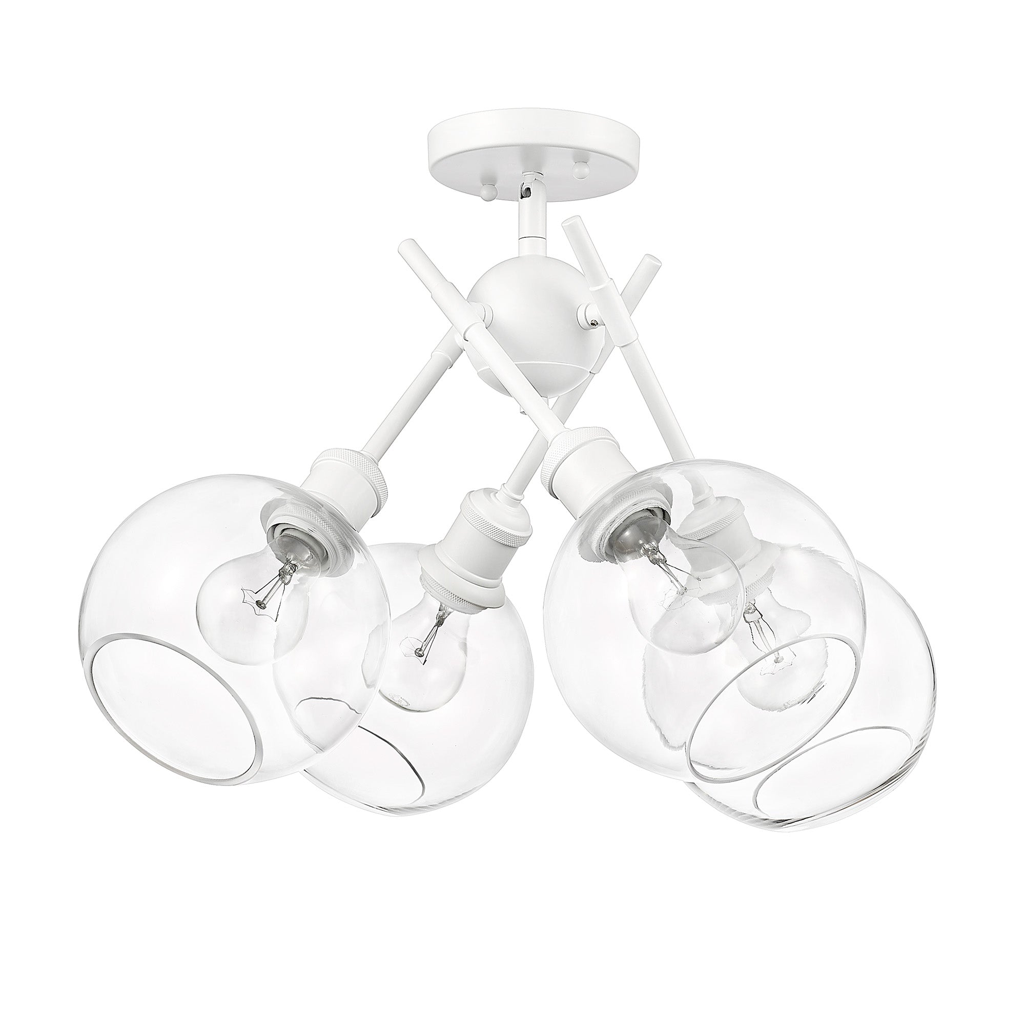 Wry Lighting Axel 4-light Semi-Flush Mount in Matte White and Globe Clear Glass - - Golden Lighting