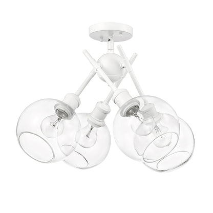 Wry Lighting Axel 4-light Semi-Flush Mount in Matte White and Globe Clear Glass - - Golden Lighting