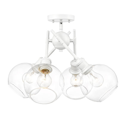 Axel WHT Semi-Flush in Matte White with Clear Glass Shade - Matte White / Clear Glass / Clear - Golden Lighting