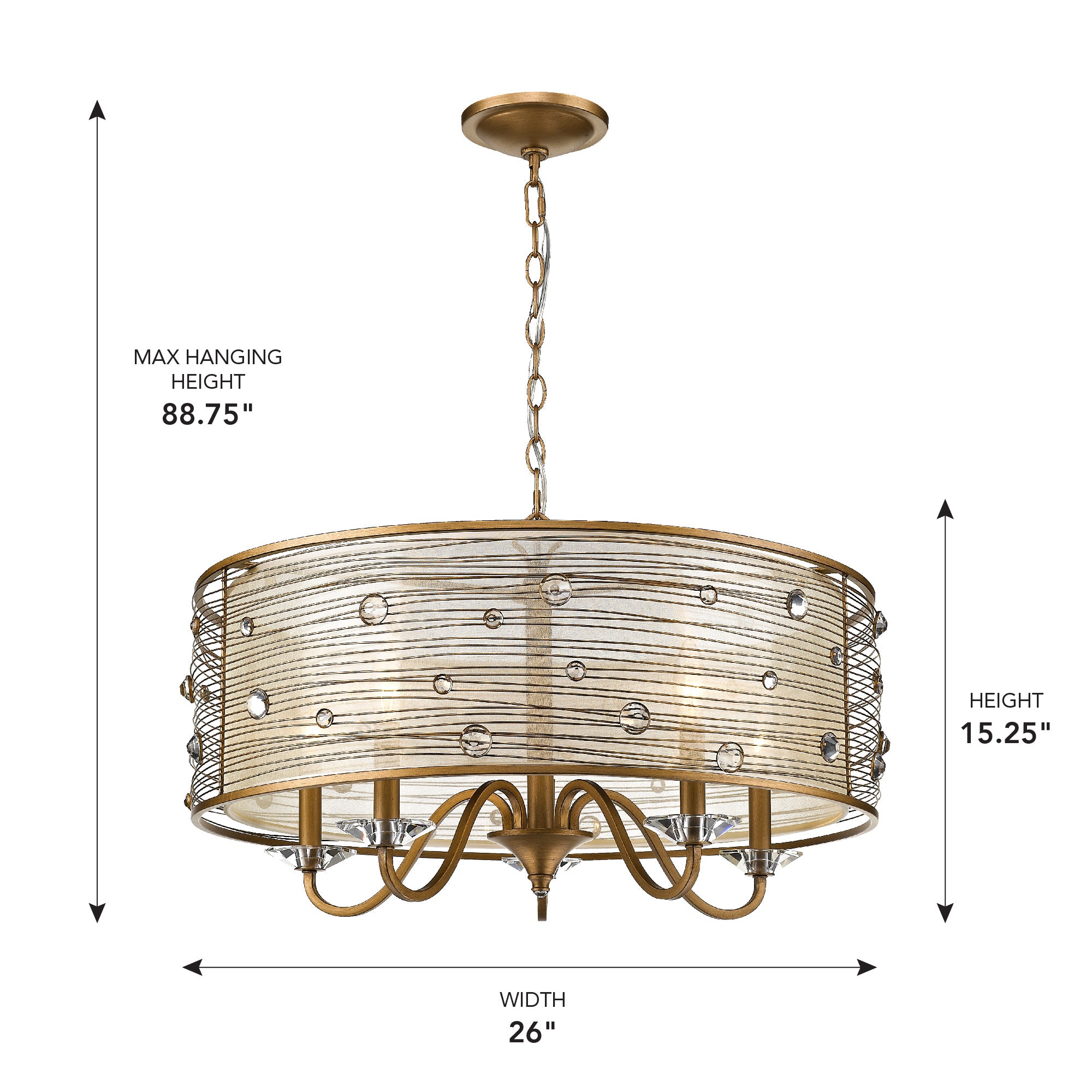 Golden Lighting Joia 5-light Chandelier in Peruvian Gold - - Golden Lighting