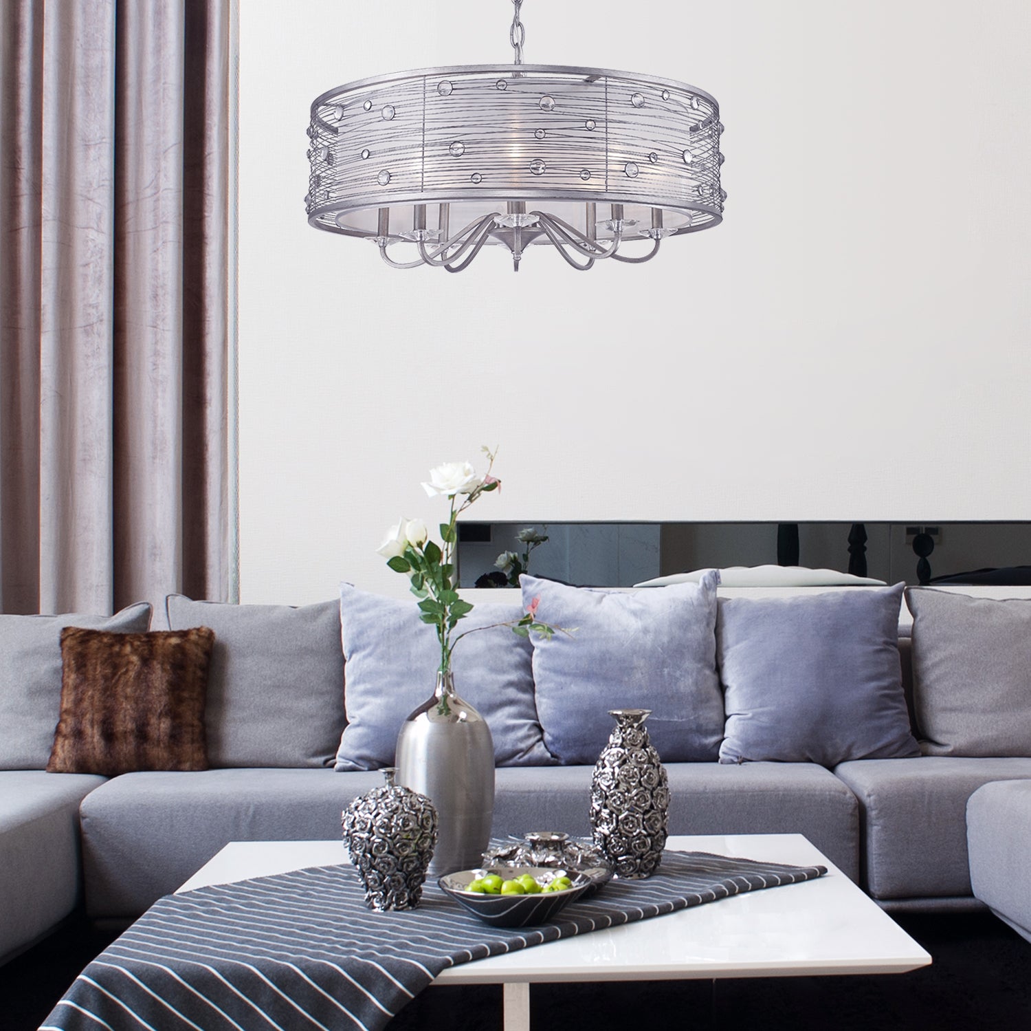 Golden Lighting Joia 8-light Chandelier in Peruvian Silver