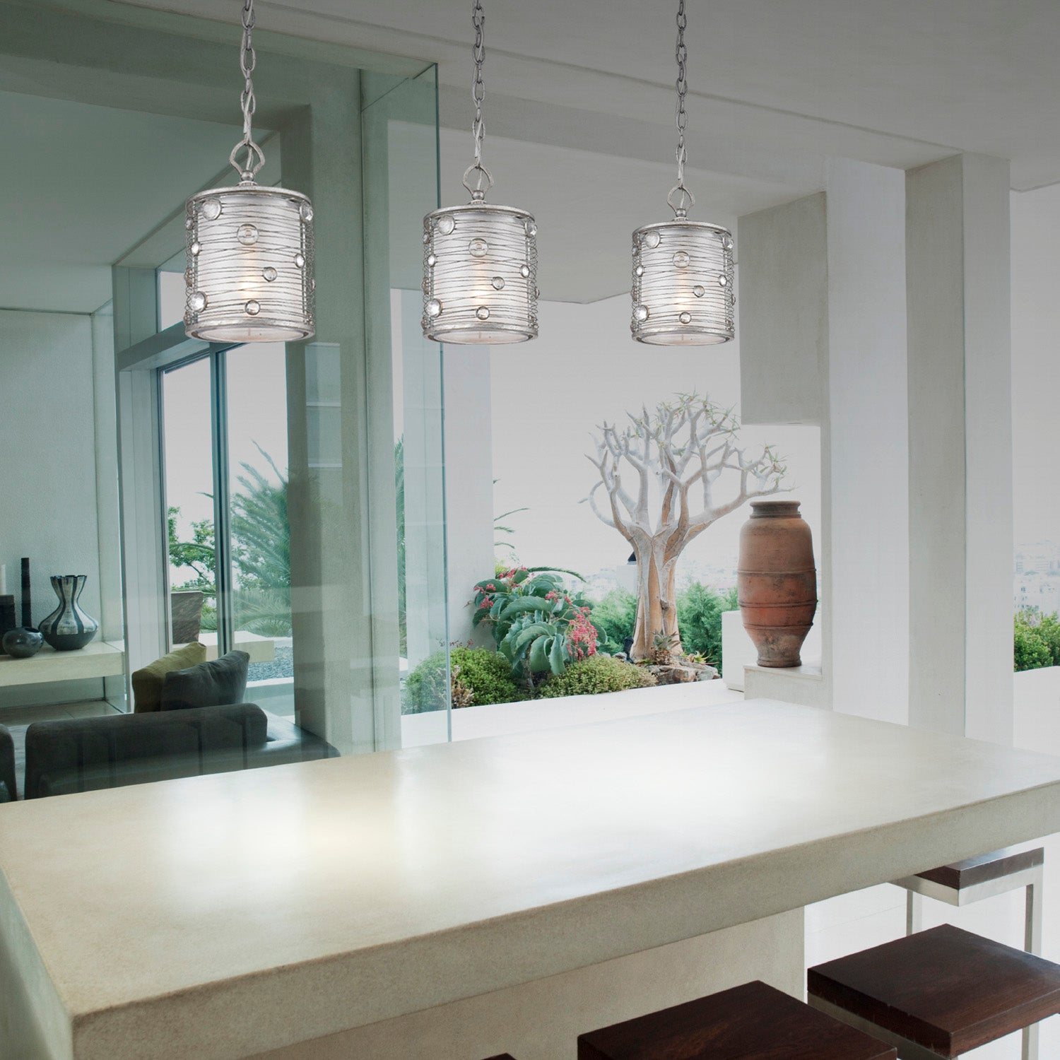 Golden Lighting Joia 1-light Pendant in Peruvian Silver
