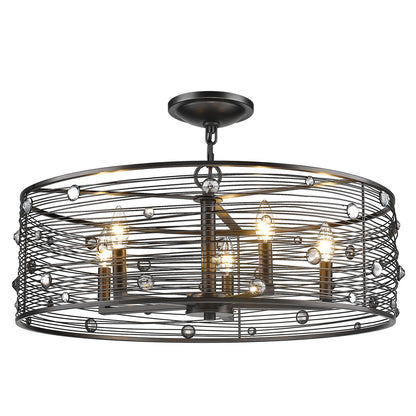 Bijoux 5SF Light Semi-Flush in Brushed Etruscan Bronze - - Golden Lighting