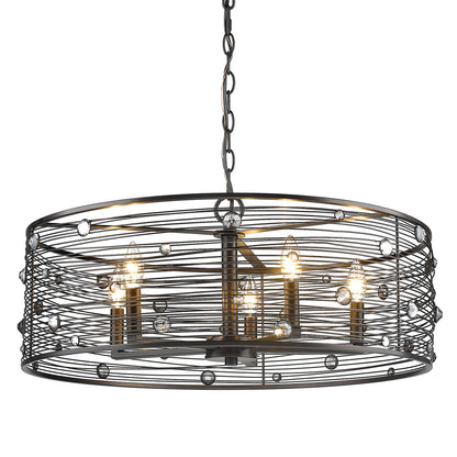 Bijoux 5SF Light Semi-Flush in Brushed Etruscan Bronze - Brushed Etruscan Bronze / Brushed Etruscan Bronze / Bronze - Golden Lighting