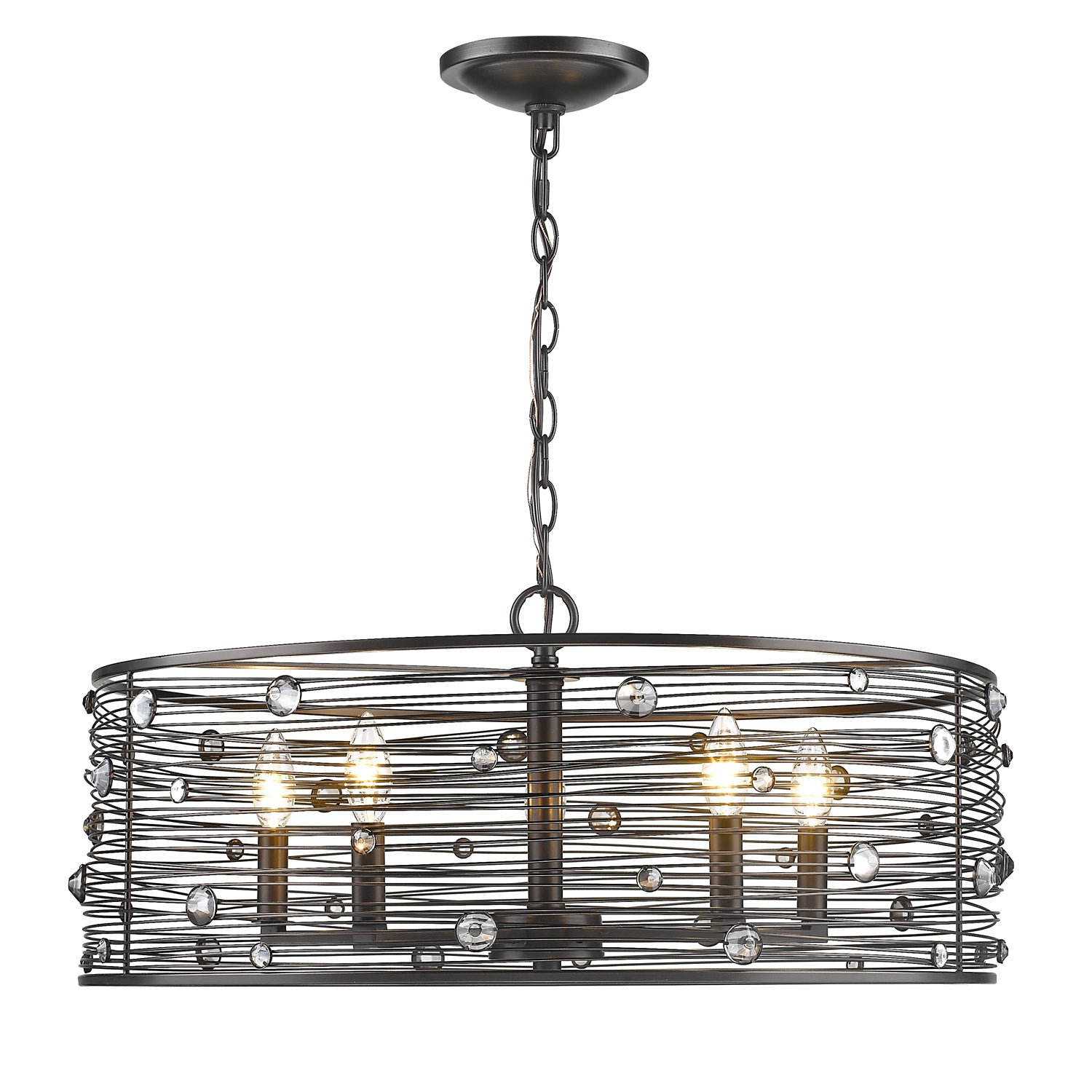 Bijoux 5 Light Chandelier in Brushed Etruscan Bronze - - Golden Lighting