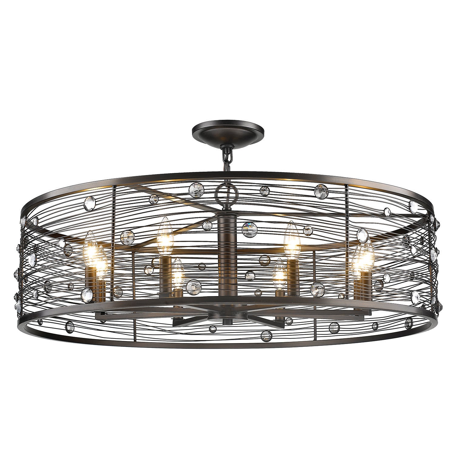 Bijoux 8SF Light Semi-Flush in Brushed Etruscan Bronze - - Golden Lighting