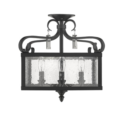 Valencia Semi-Flush (Convertible) in Matte Black with Seeded Glass - Default Title - Golden Lighting
