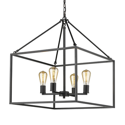 Golden Lighting Wesson 4-light Chandelier in Matte Black - - Golden Lighting