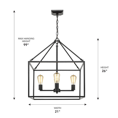 Golden Lighting Wesson 4-light Chandelier in Matte Black - - Golden Lighting