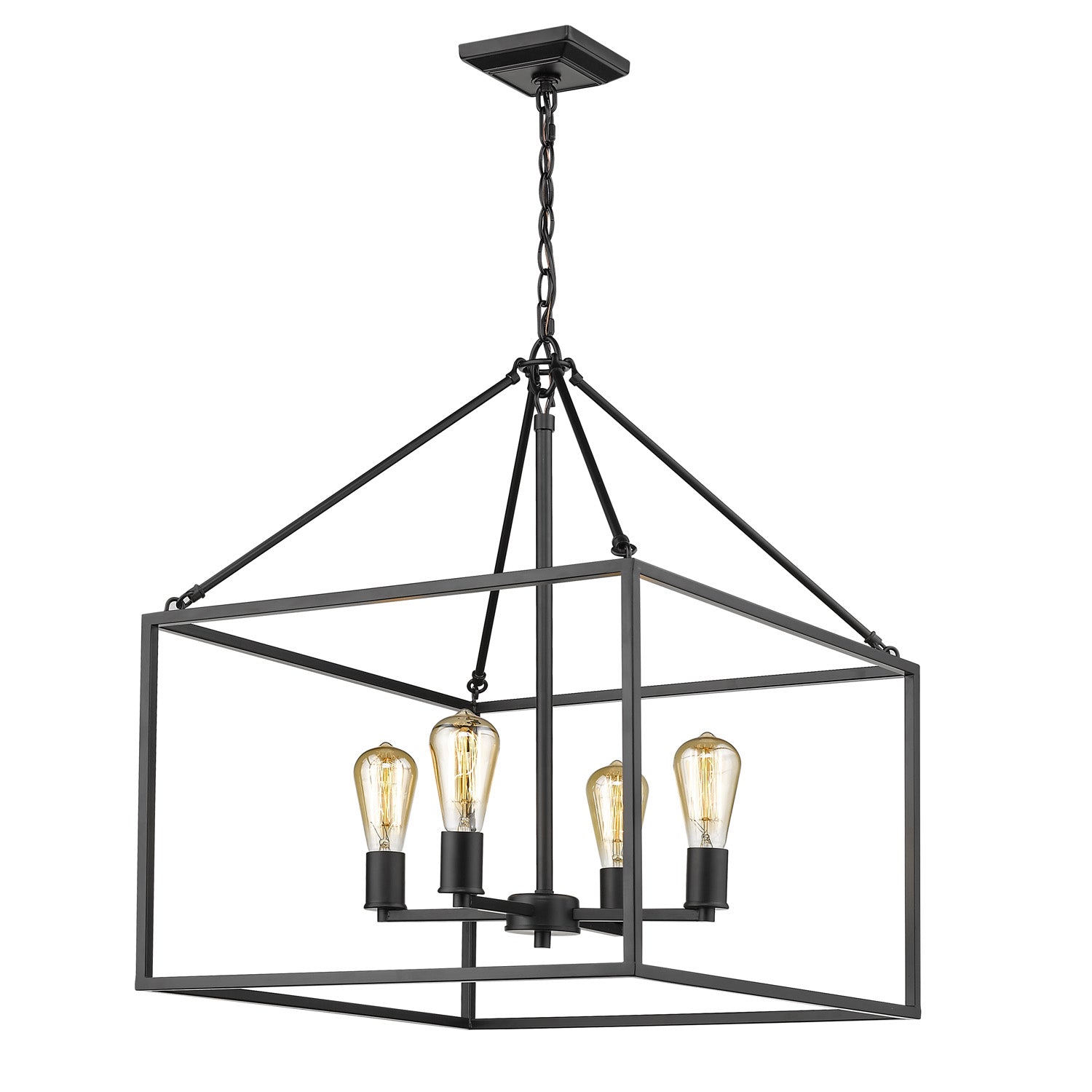 Wesson 4-light chandelier in Black - Matte Black / No Shade / NA - Golden Lighting