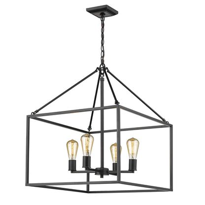 Wesson 4-light chandelier in Black - Matte Black / No Shade / NA - Golden Lighting