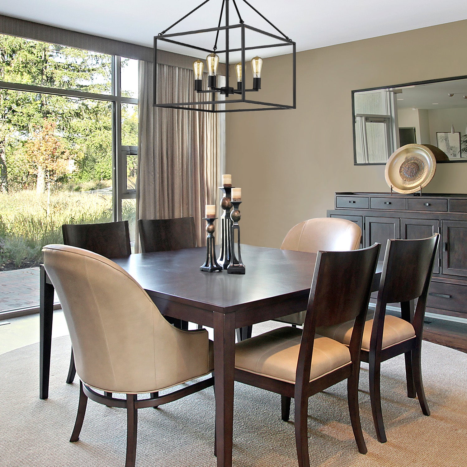 Wesson 4-light chandelier in Black - Default Title - Golden Lighting