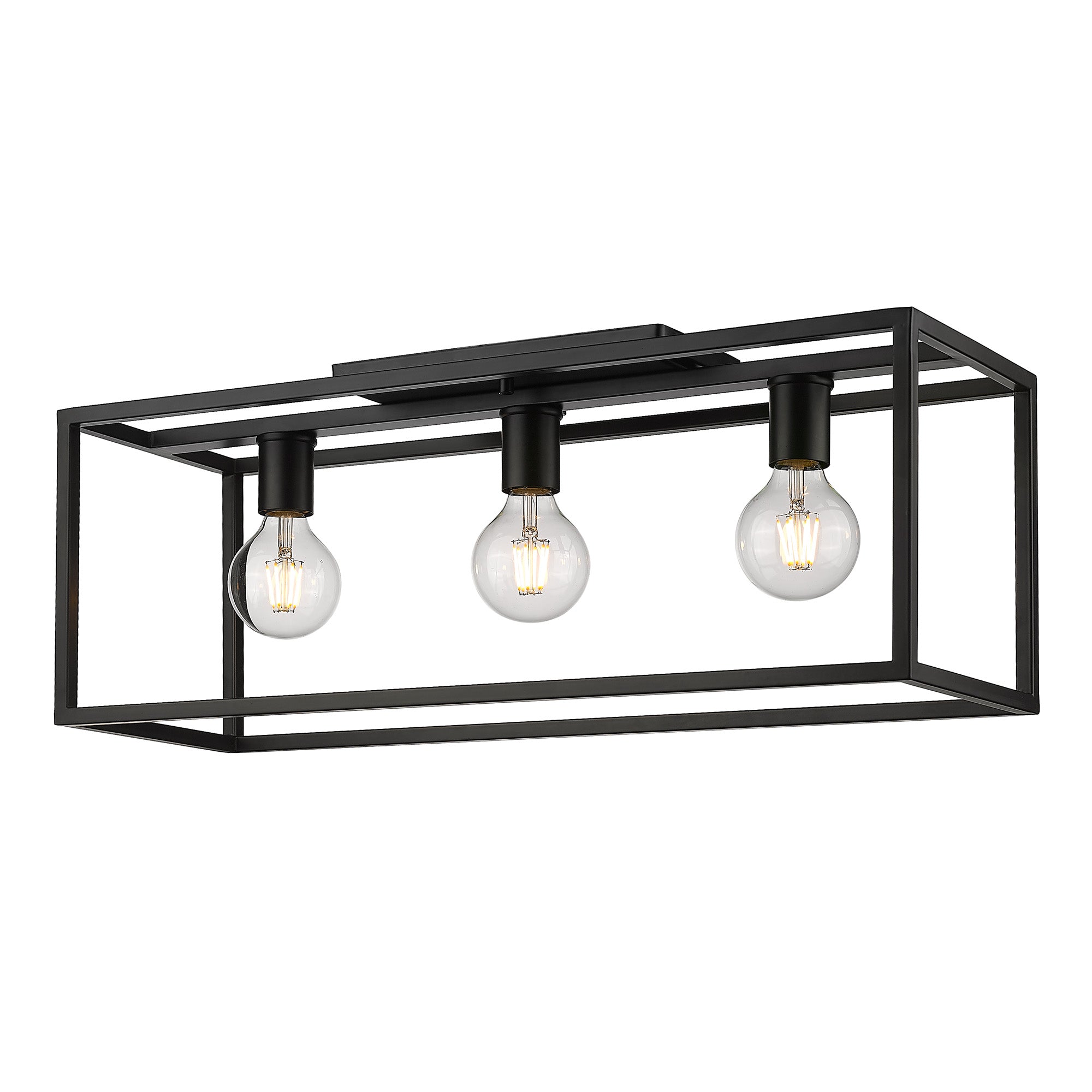 Golden Lighting Wesson 3-light Flush Mount in Matte Black