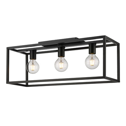 Golden Lighting Wesson 3-light Flush Mount in Matte Black