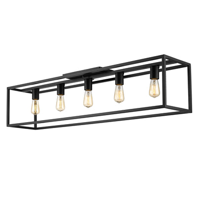 Golden Lighting Wesson 5-light Flush Mount in Matte Black - - Golden Lighting