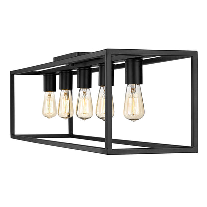 Golden Lighting Wesson 5-light Flush Mount in Matte Black - - Golden Lighting