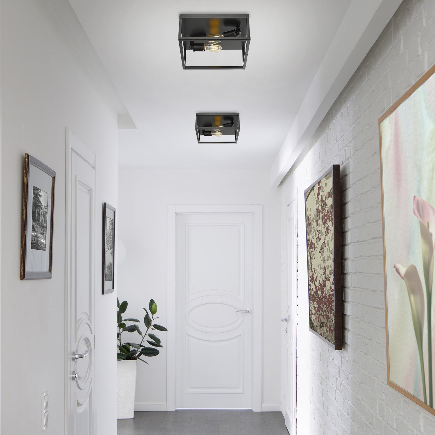 Golden Lighting Wesson 2-light Flush Mount in Matte Black - - Golden Lighting