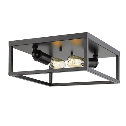 Golden Lighting Wesson 2-light Flush Mount in Matte Black - - Golden Lighting