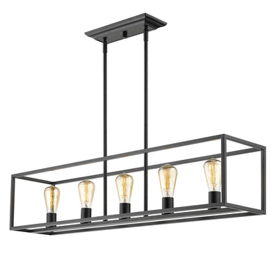 Golden Lighting Wesson 5-light Island Light in Matte Black - - Golden Lighting