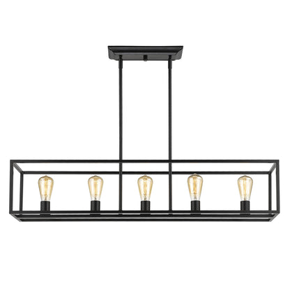 Wesson Linear Pendant in Matte Black - Matte Black / No Shade / NA - Golden Lighting