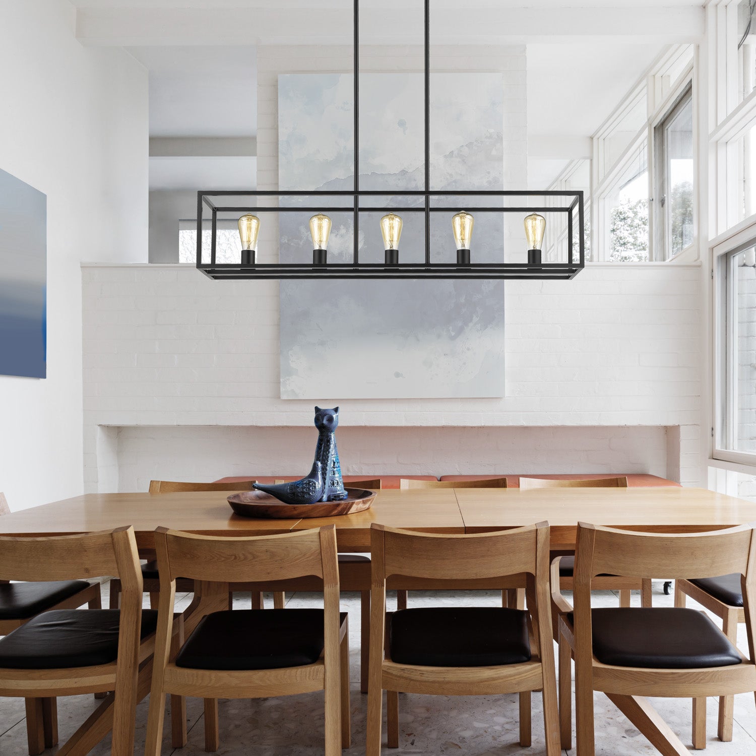 Wesson Linear Pendant in Matte Black - Default Title - Golden Lighting