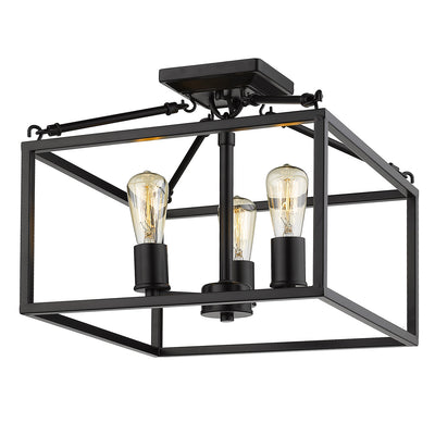 Golden Lighting Wesson 3-light Semi-Flush Mount in Matte Black - - Golden Lighting