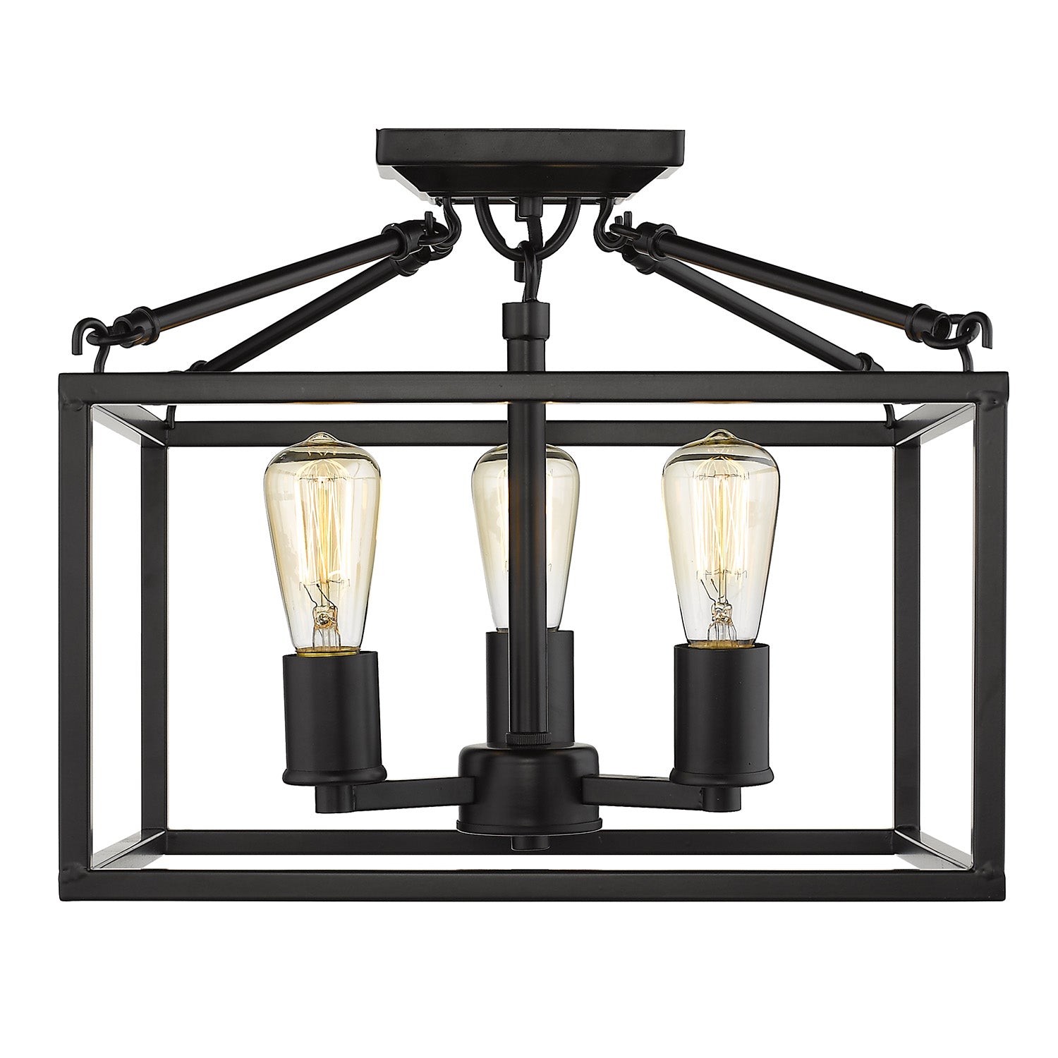Golden Lighting Wesson 3-light Semi-Flush Mount in Matte Black - - Golden Lighting
