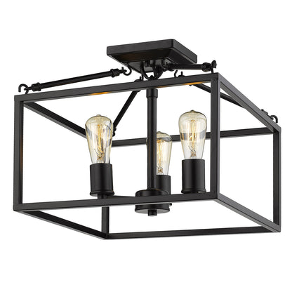 Wesson 3-Light Semi-Flush Mount in Black - - Golden Lighting