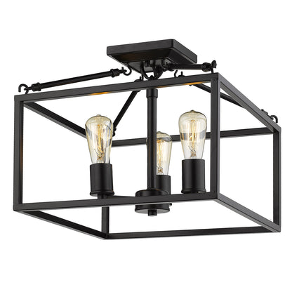 Golden Lighting Wesson 3-light Semi-Flush Mount in Matte Black
