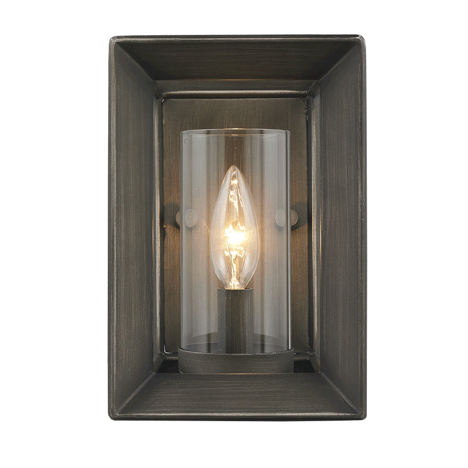 Smyth 1 Light Wall Sconce in Gunmetal Bronze with Clear Glass - - Golden Lighting