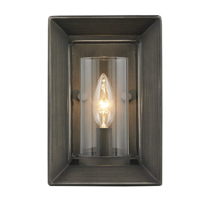 Smyth 1 Light Wall Sconce in Gunmetal Bronze with Clear Glass - - Golden Lighting