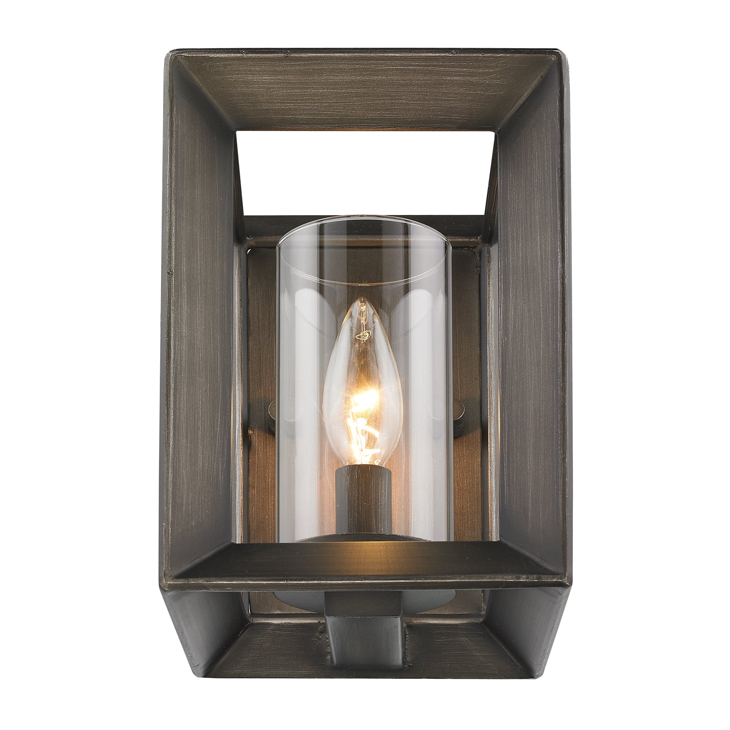 Smyth 1 Light Wall Sconce in Gunmetal Bronze with Clear Glass - Gunmetal Bronze / Clear Glass / Clear - Golden Lighting