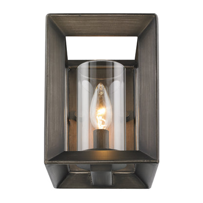 Smyth 1 Light Wall Sconce in Gunmetal Bronze with Clear Glass - Default Title - Golden Lighting