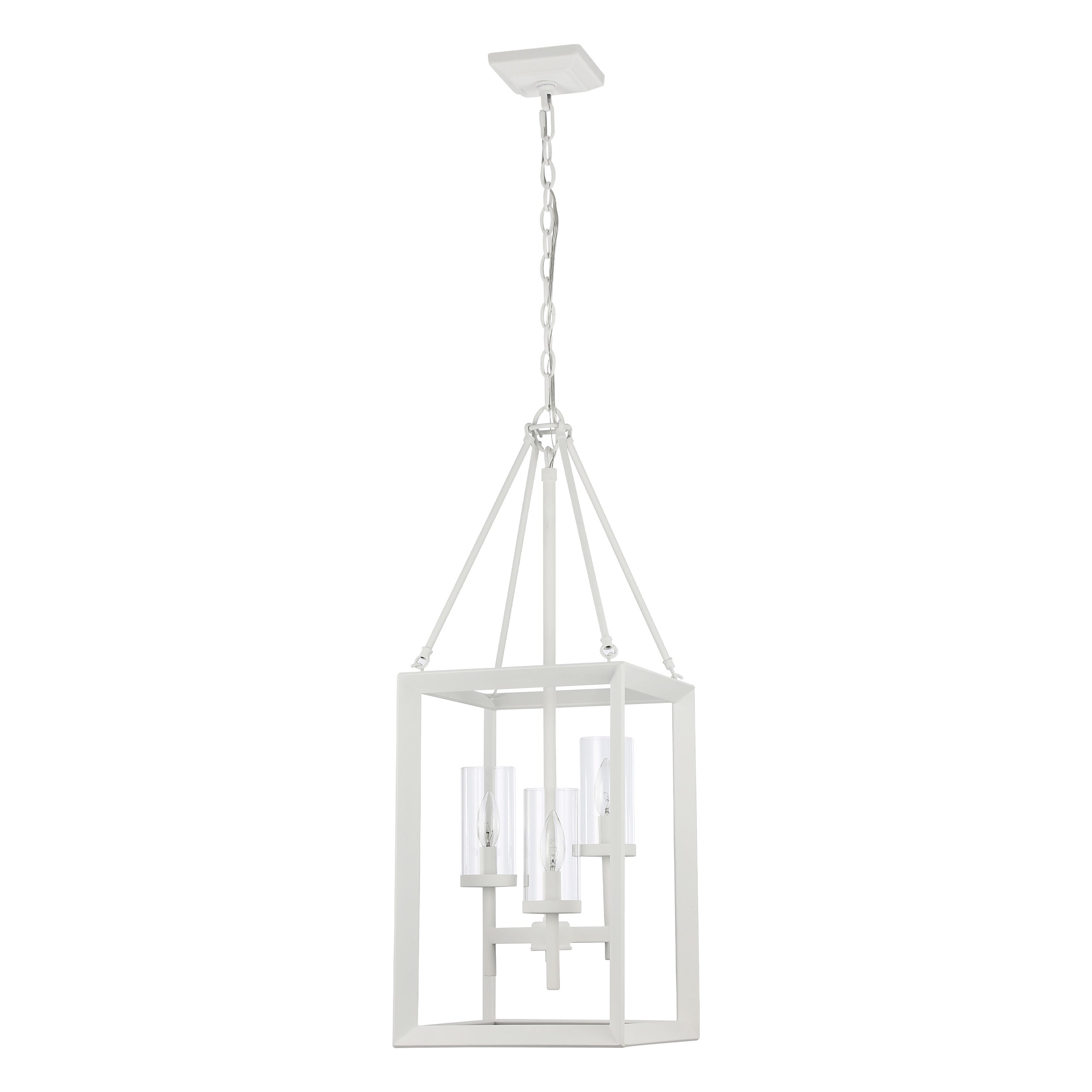 Smyth 3-Light Pendant in Natural White with Clear Glass - - Golden Lighting