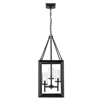 Smyth 3 Light Pendant in Matte Black with Clear Glass Shades - Matte Black / Clear Glass / Clear - Golden Lighting