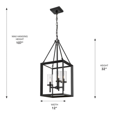 Golden Lighting Smyth 3-light Pendant in Matte Black - - Golden Lighting