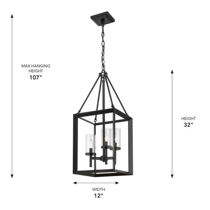 Golden Lighting Smyth 3-light Pendant in Matte Black - - Golden Lighting