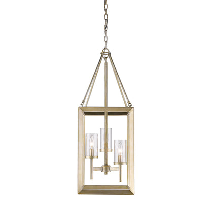 Smyth 3 Light Pendant in White Gold with Clear Glass - - Golden Lighting