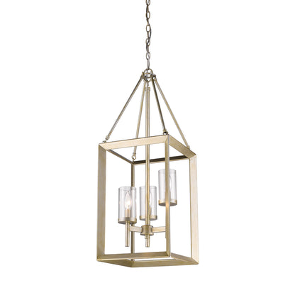 Smyth 3 Light Pendant in White Gold with Clear Glass - White Gold / Clear Glass / Clear - Golden Lighting