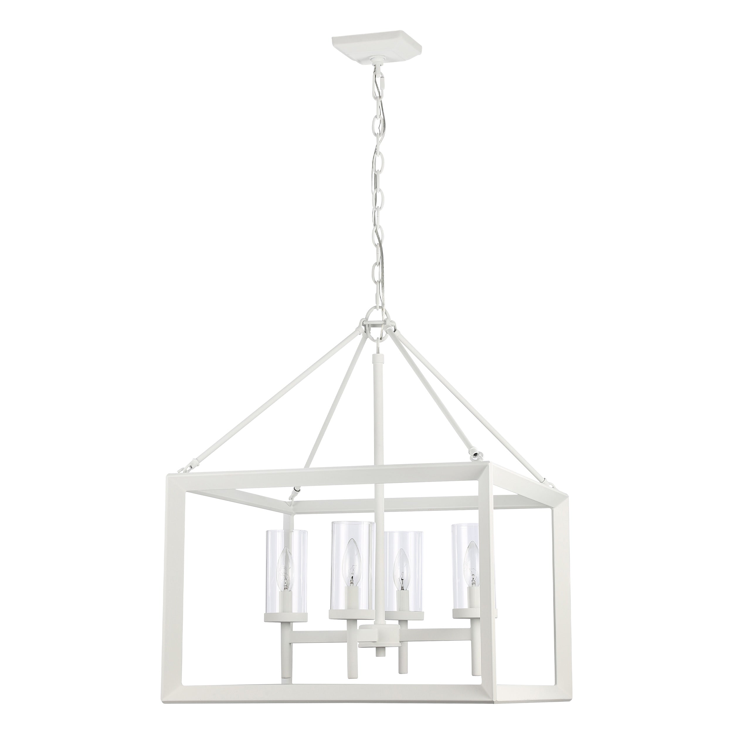 Smyth 4-Light Chandelier in Natural White with Clear Glass - - Golden Lighting