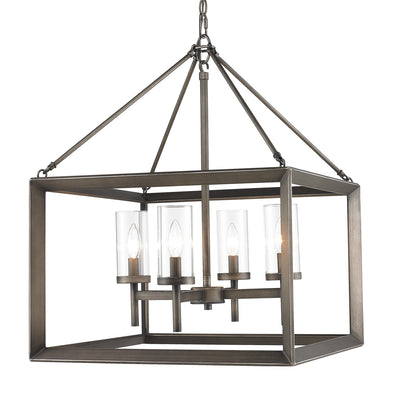 Golden Lighting Smyth 4-light Chandelier in Gunmetal Bronze - - Golden Lighting