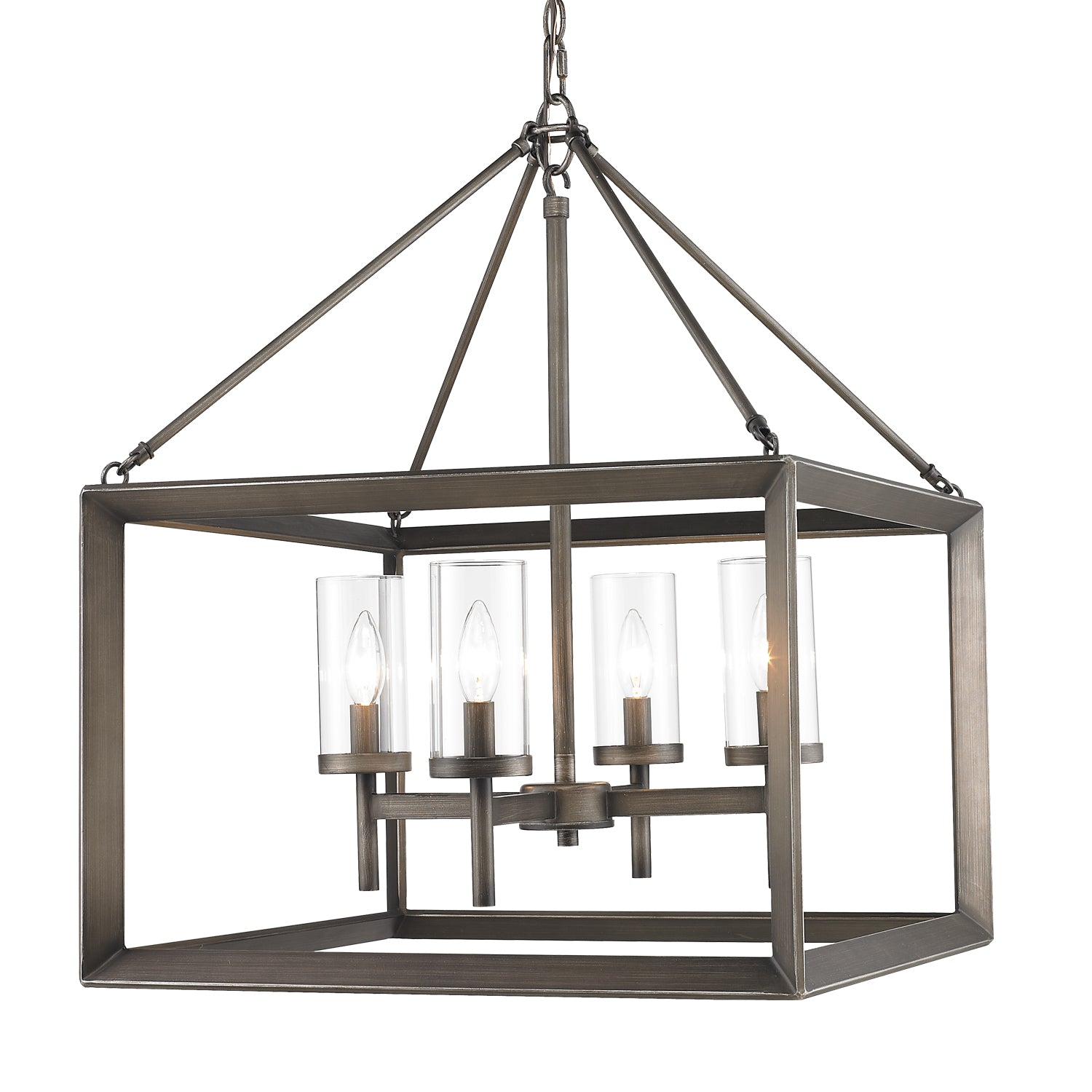 Smyth 4 Light Chandelier in Gunmetal Bronze with Clear Glass - Gunmetal Bronze / Clear Glass / Clear - Golden Lighting